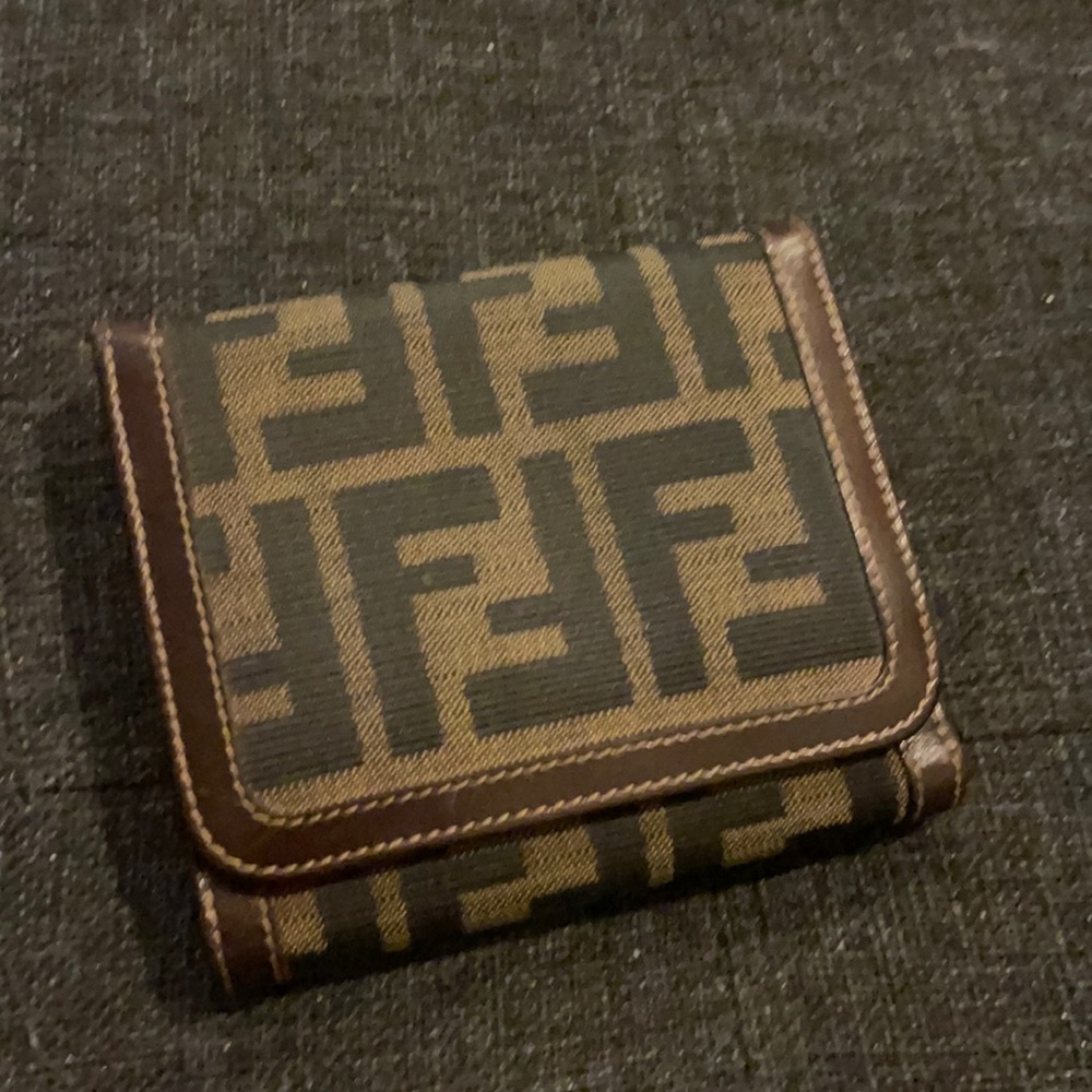 Fendi zucca compact wallet tobacco